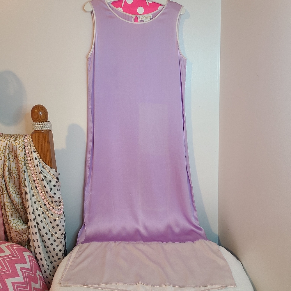 VTG Lillianna 100% Silk Colorblock Long Maxi Slip Dress Nightgown Size Sm - Picture 7 of 8